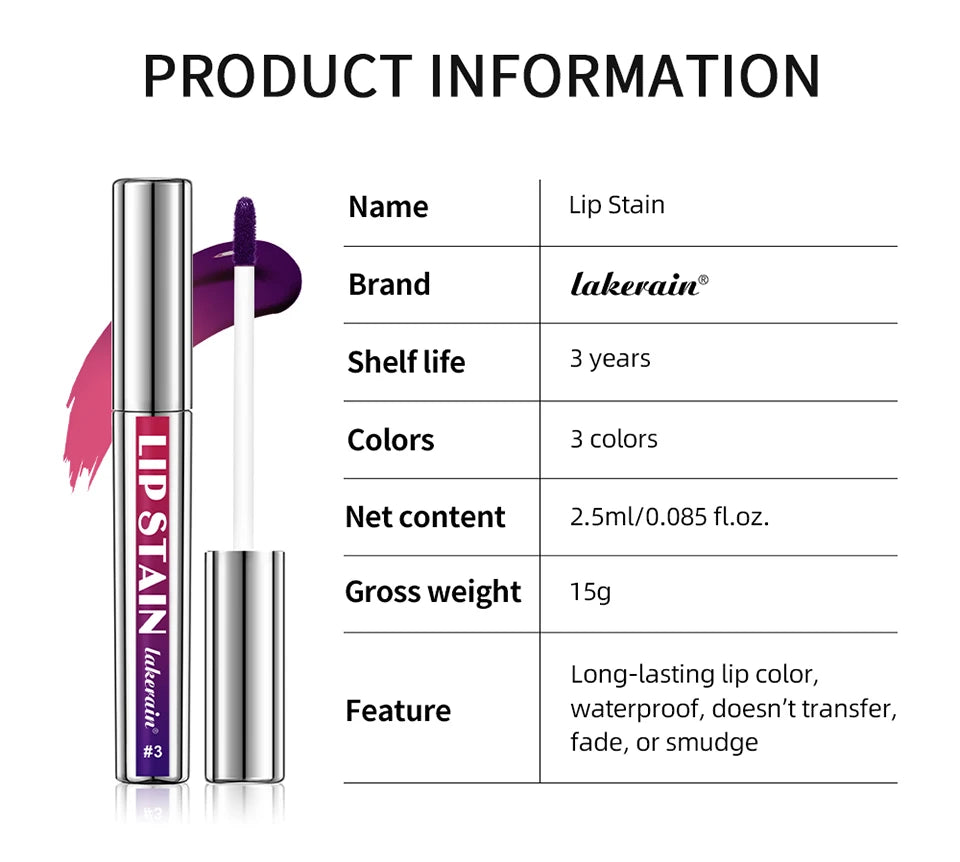 Showlu Smart General waterproof peel-off lip stain in deep red, showcasing the vibrant color and smooth application on lips.