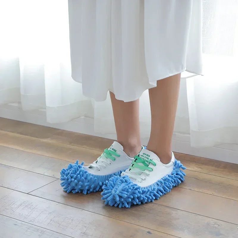 SHOWLU FASHION STORE microfiber floor cleaning slippers, lazy mopping shoes with microfiber soles for easy home floor cleaning.