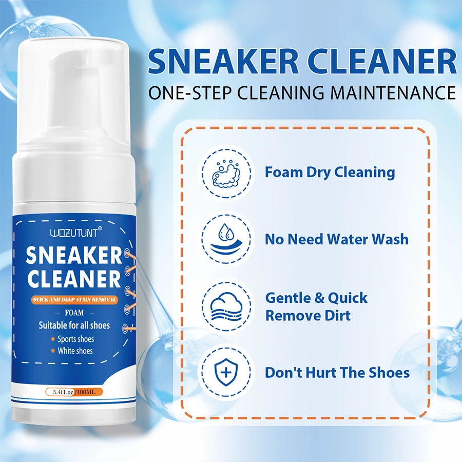 Showlu Smart General shoe cleaning foam bottle with applicator tool for easy cleaning of footwear.