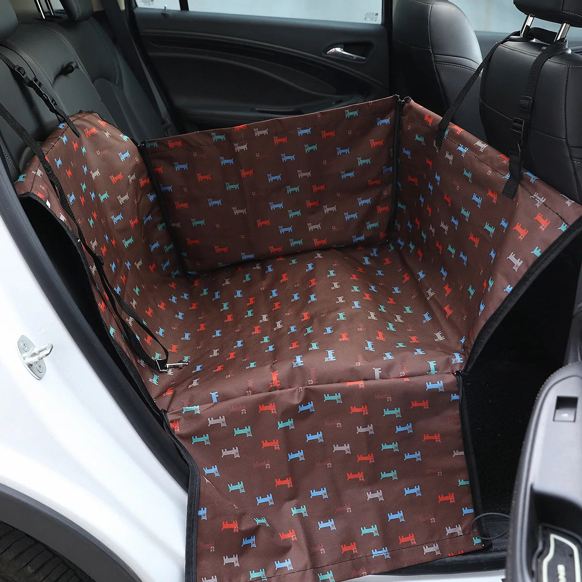 Waterproof Cawayi Kennel Dog Car Seat Cover by Showlu Fashion Store, a durable hammock-style pet travel mat in black.