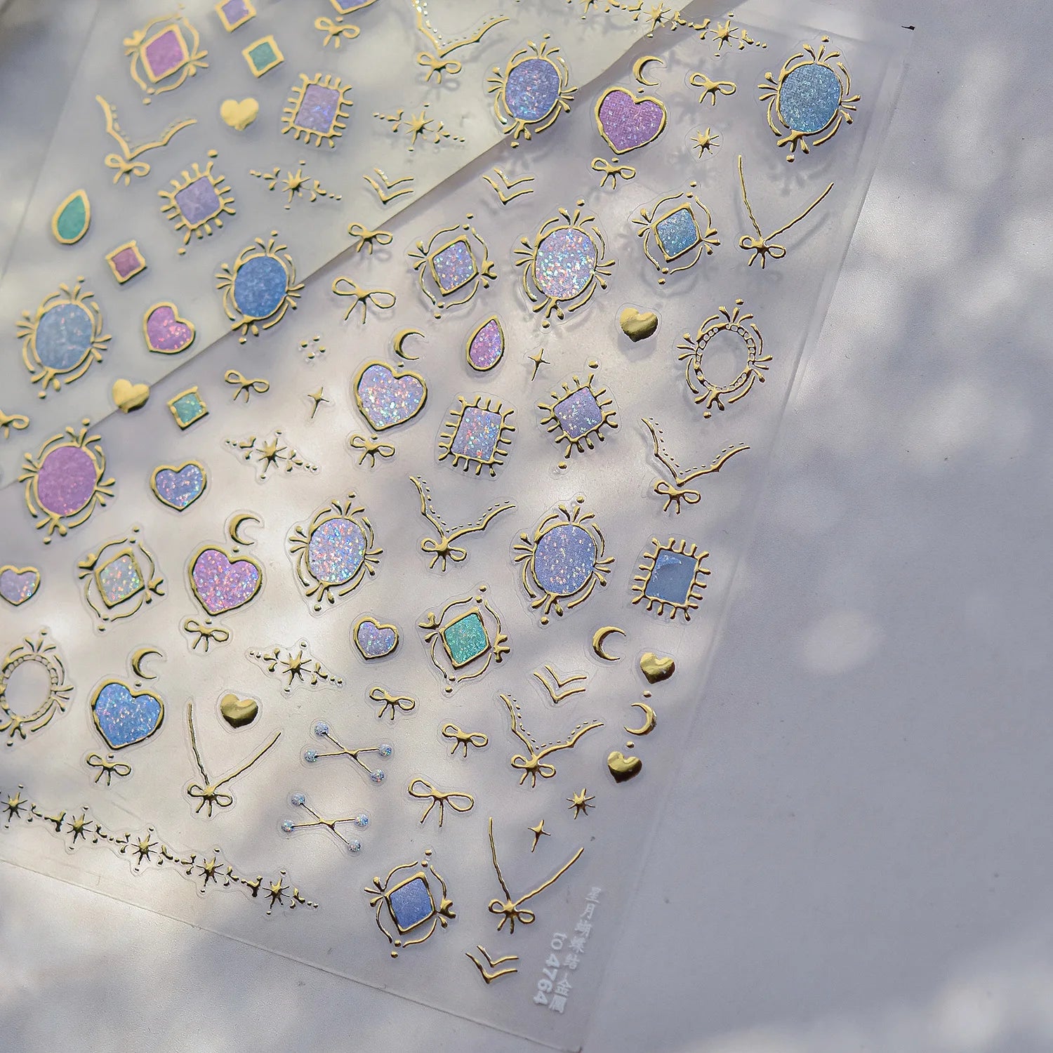 Elegant gold scepter 5D nail art stickers with gemstone designs, perfect for luxurious manicure decoration and self-adhesive application.