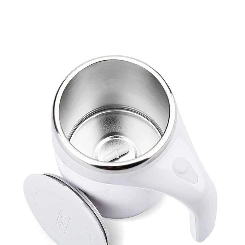 Showlu automatic self-stirring coffee mug made of stainless steel with a sleek design for easy mixing and beverage enjoyment.