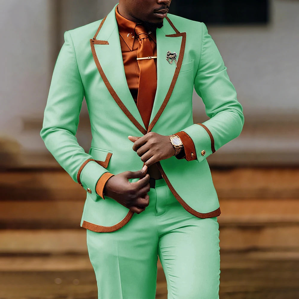 Men's slim fit formal suit by Showlu Fashion, featuring a tailored jacket and pants for evening parties and business events.