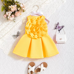 Prowow Fashionable Baby Summer Dresses Sleeveless Big Flower Ruffles Princess Party Dress For Girls Toddler Kids Clothes 2025
