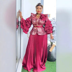 2025 Elegant Dress Women for Wedding Party Summer Autumn Africa V-neck Long Sleeve Evening Long Maxi Dress Gowns Africa Clothing