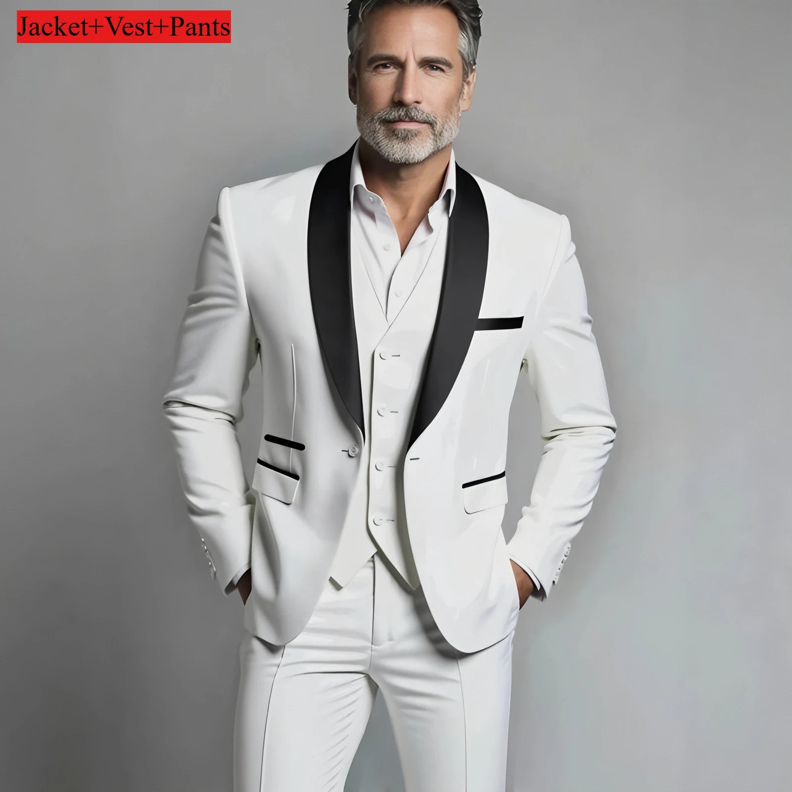 Black men's slim fit tuxedo suit set for weddings and formal occasions, featuring a tailored jacket and matching trousers.