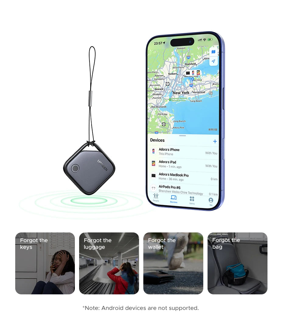 Showlu Smart General Bluetooth key finder with compact design, keyring attachment, and LED indicator for easy locating keys.