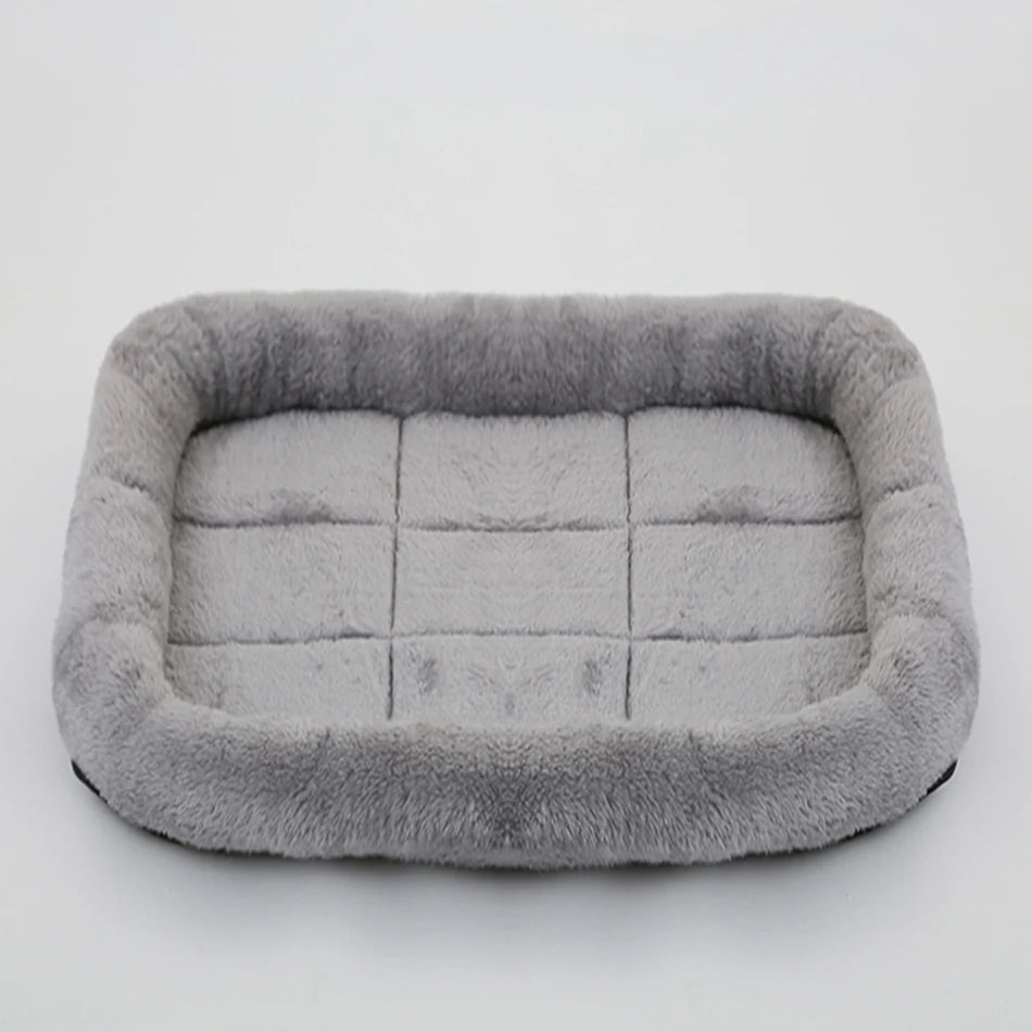 Soft plush pet dog bed by Showlu Fashion Store, square cushion for large, medium, and small dogs, cozy sleep pad for cats and dogs.