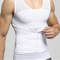 Mens Compression Vest Slimming Body Shaper Shirt Tummy Control Fitness Workout Tank Tops Abs Abdomen Undershirts with Hooks