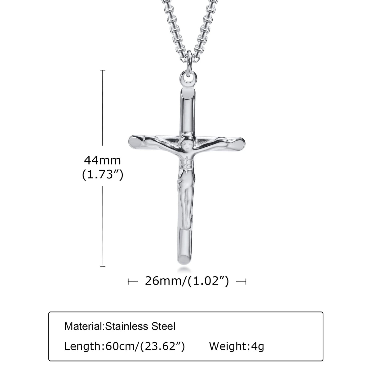 Gold-colored stainless steel cross necklace with Jesus pendant, Catholic faith jewelry for men and women, prayer gift accessory