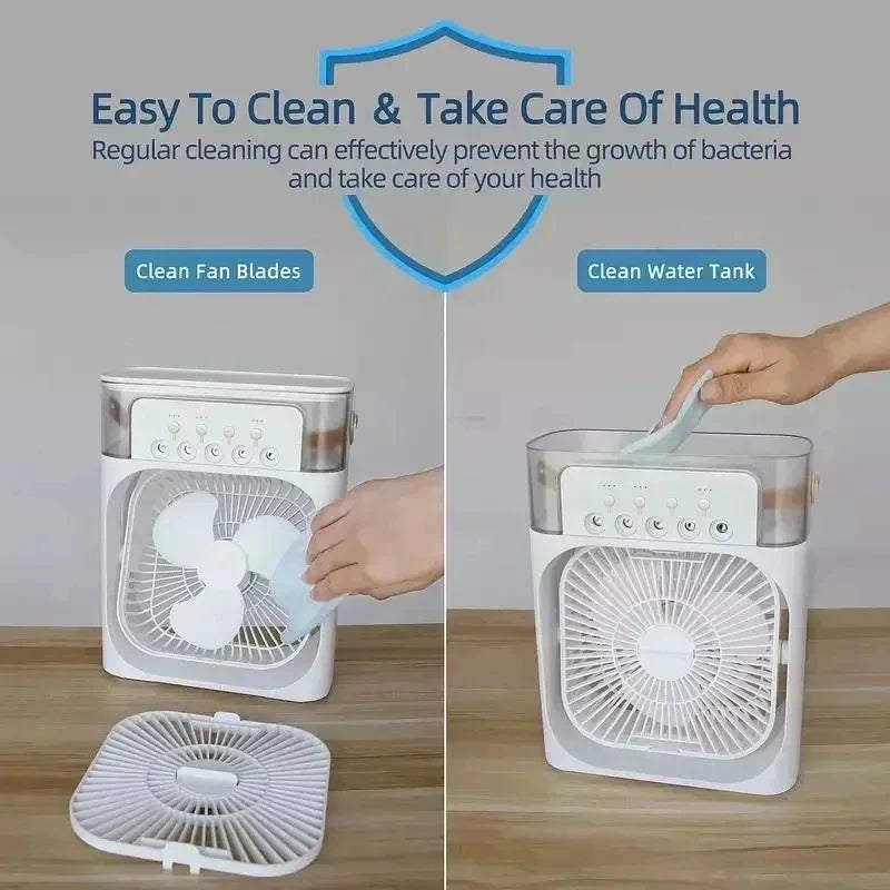 3-in-1 Portable Mini Air Cooler with LED Night Light and Humidifier