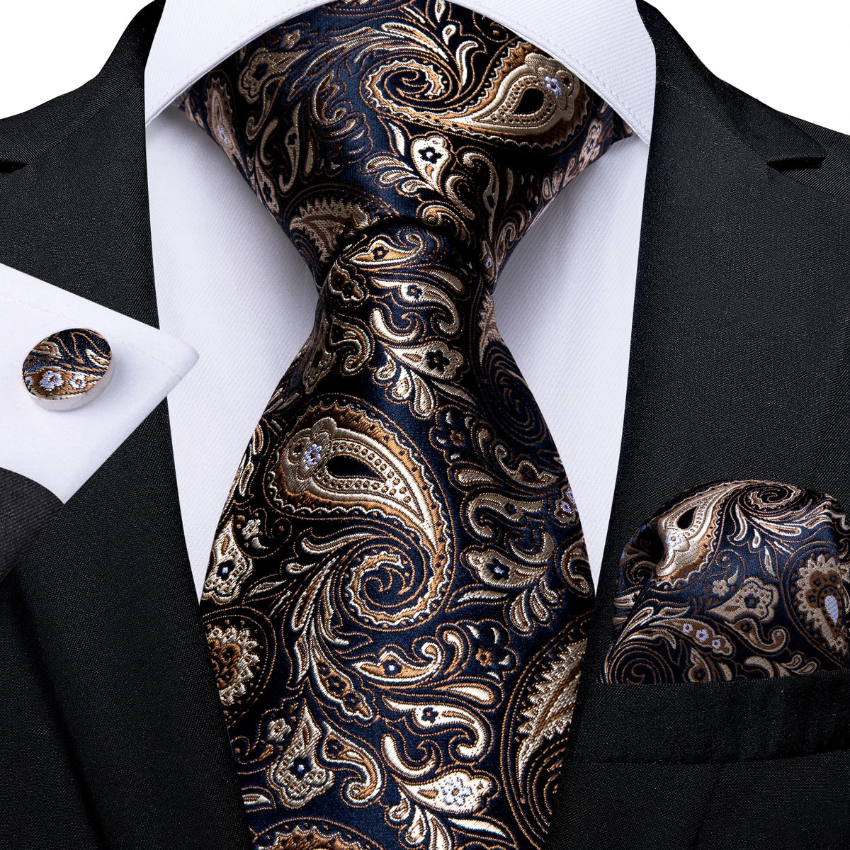 New Classic 100% Silk Men's Ties 8cm Blue Plaid Dot Striped Business Necktie Handkerchief Wedding Party Tie Set Gravatas DiBanGu