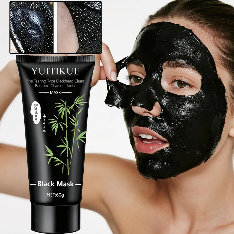 Showlu Smart General blackhead peel-off mask applied on skin, revealing deep pore cleansing and skin purification.