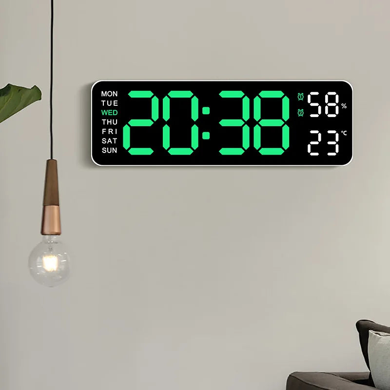 Large LED digital wall clock with USB alarm, clear display, from Showlu Smart General for easy time viewing.