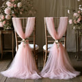 Set of 10 white gauze wedding chair sashes with bows, 200x75cm, for aisle and event decor, by Showlu Fashion Store.