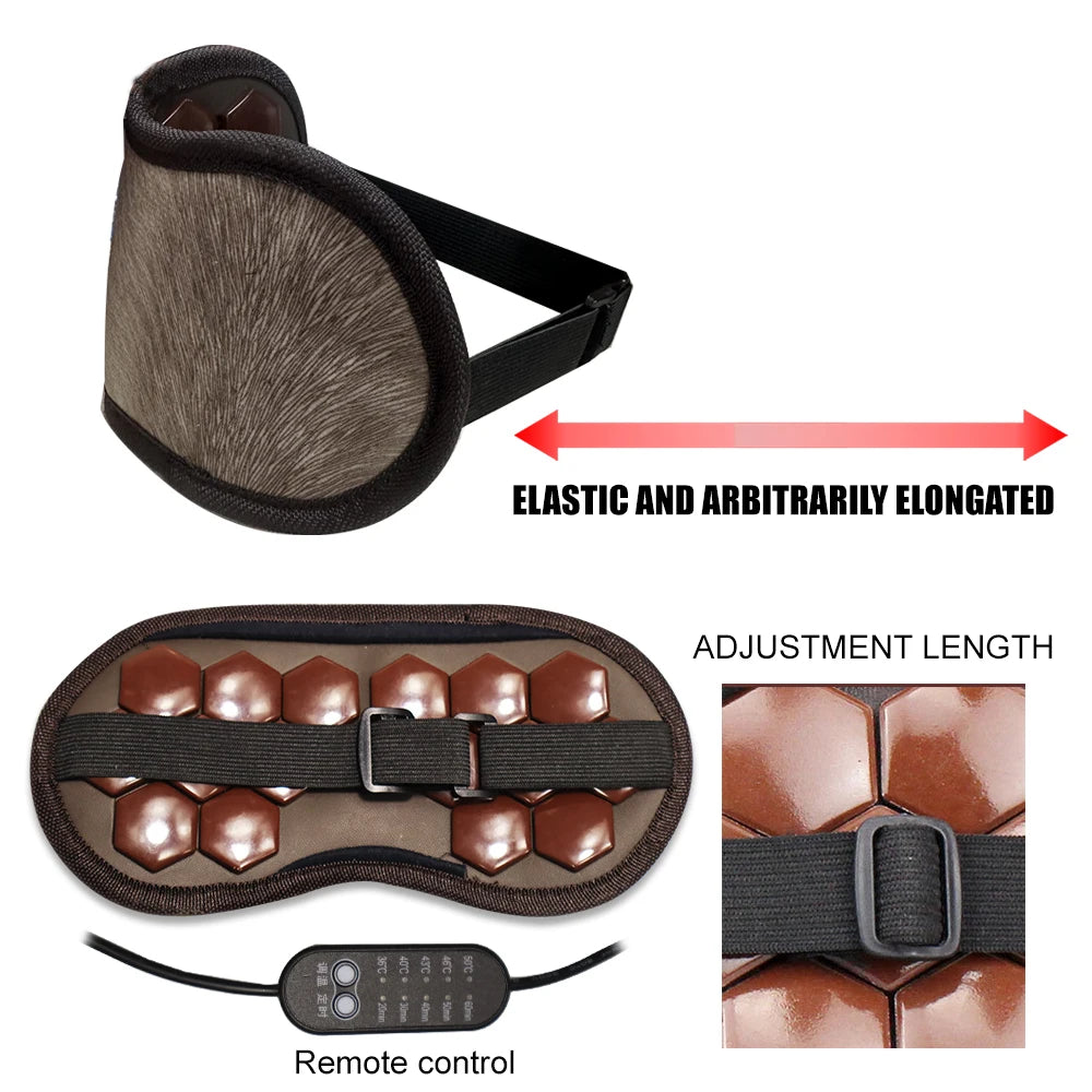 Showlu Smart General Maelsrom Electric Heat Eye Massage Mask with adjustable straps and soft fabric for soothing eye relief.
