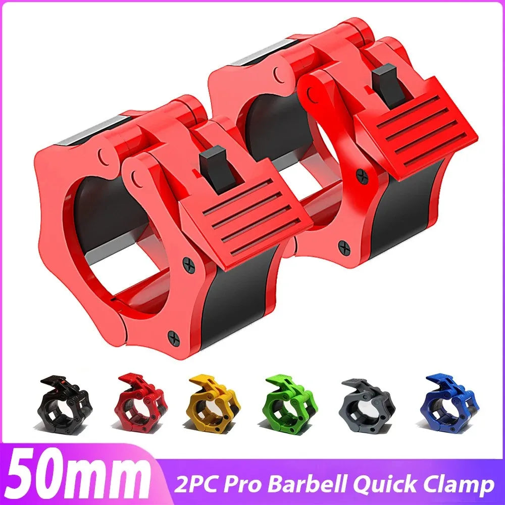 Showlu Fashion Store 50mm barbell clamp with spin lock collar clips for weightlifting and gym barbell bar fixing nuts.