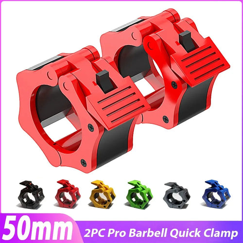 Showlu Fashion Store 50mm barbell clamp with spin lock collar clips for weightlifting and gym barbell bar fixing nuts.
