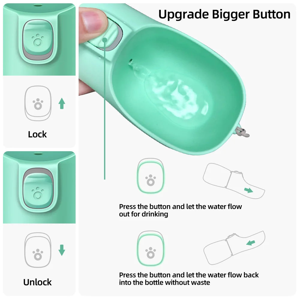 Holapet portable dog water bottle by Showlu Fashion Store, leak-proof travel cup with a built-in water dispenser for pets.