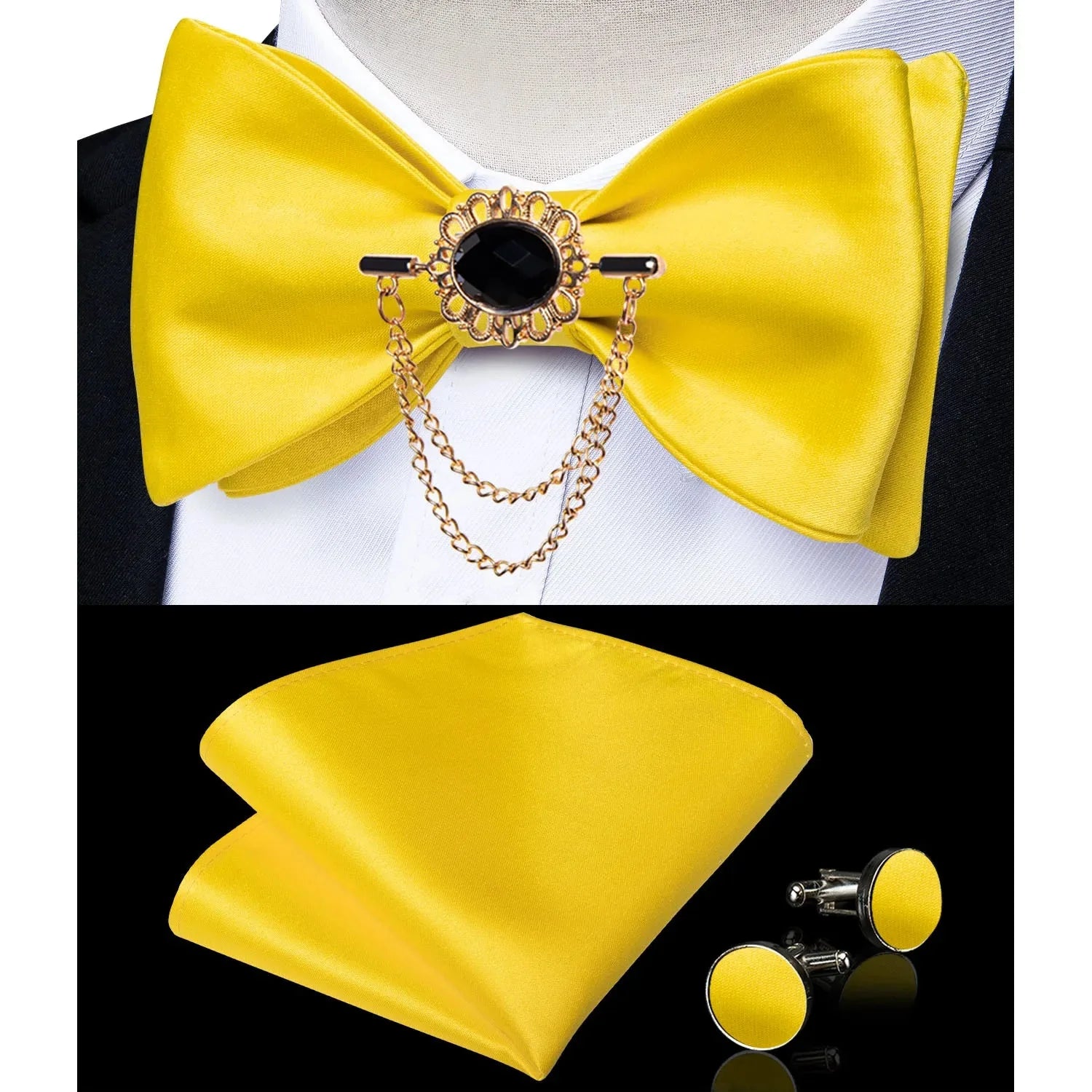 Pink plaid silk self-tie bow tie set with brooch and handkerchief, stylish men's accessory from SHOWLU FASHION STORE.