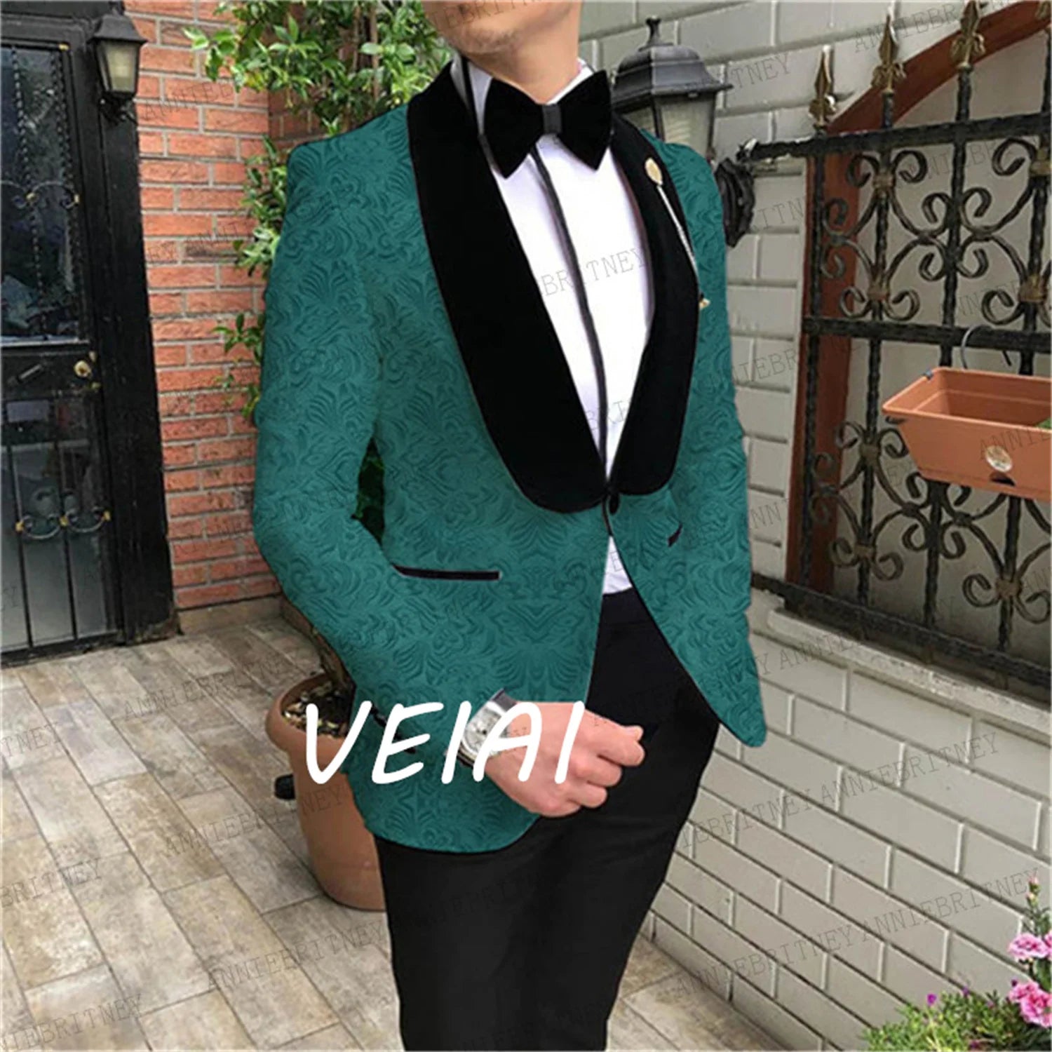 Blue Veiai Jodhpuri suit by Showlu Fashion, 2-piece cotton blend groom tuxedo with intricate design and traditional style.