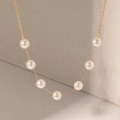 18K Gold Plated Stainless Steel Freshwater Exquisite Pearl And Zircons Necklace Minimalist Low Key Luxury Lady Jewelry