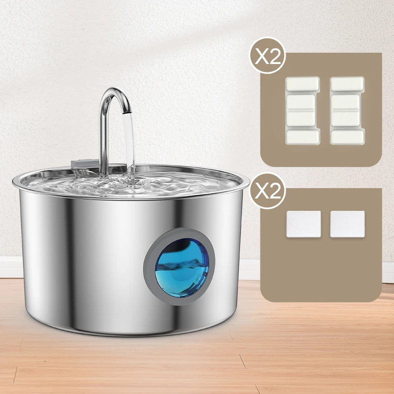 OPETH stainless steel cat water fountain with 108oz capacity, automatic pet dispenser for fresh, filtered drinking water for cats