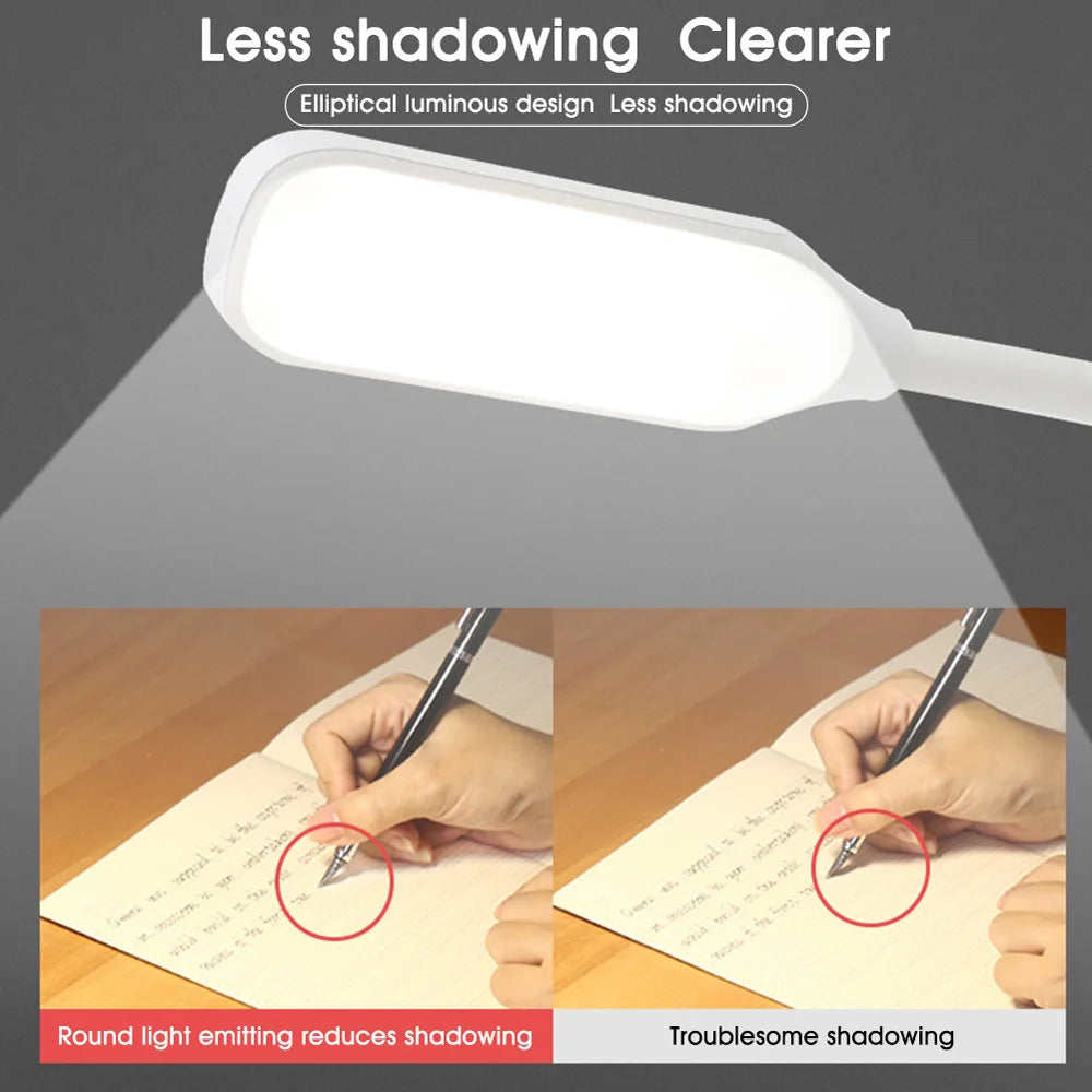 Showlu Smart General Claeted Rechargeable Clip Reading Light clipped to a book, highlighting adjustable brightness and compact design.