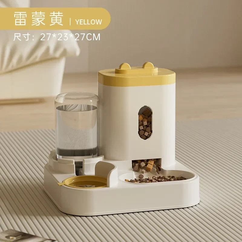 Showlu automatic pet feeder and water fountain with large capacity food bowl for convenient pet feeding and hydration.