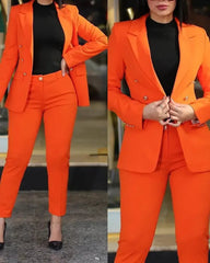 2025 Women's 2pcs Tracksuits Solid Long Sleeve Blazer Pants Suit Sets Office Lady Tracksuit Two Piece Set Fitness Outfits Woman SHOWLU FASHION STORE