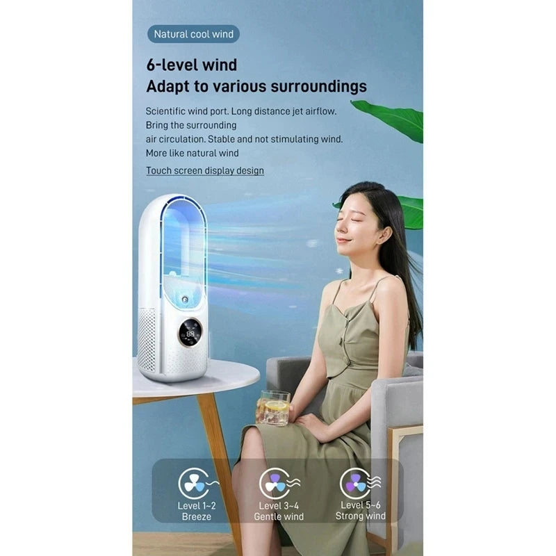 Showlu Smart General Donirt USB bladeless air cooler fan with sleek design and compact size, ideal for personal cooling.