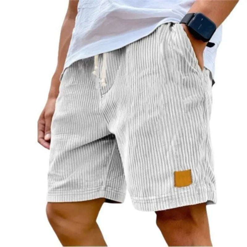 Men's retro corduroy casual shorts by Showlu Fashion, featuring solid color and relaxed fit, suitable for stylish everyday wear.