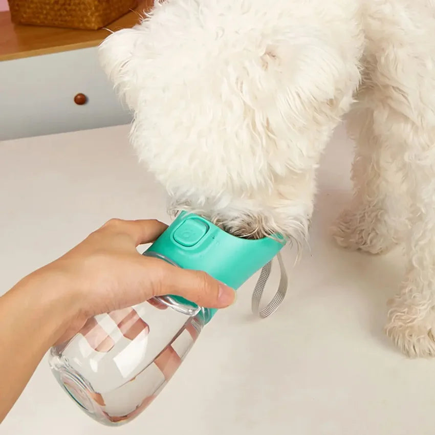 Showlu portable leakproof dog water bottle with built-in bowl for large and small pets, ideal for on-the-go hydration.