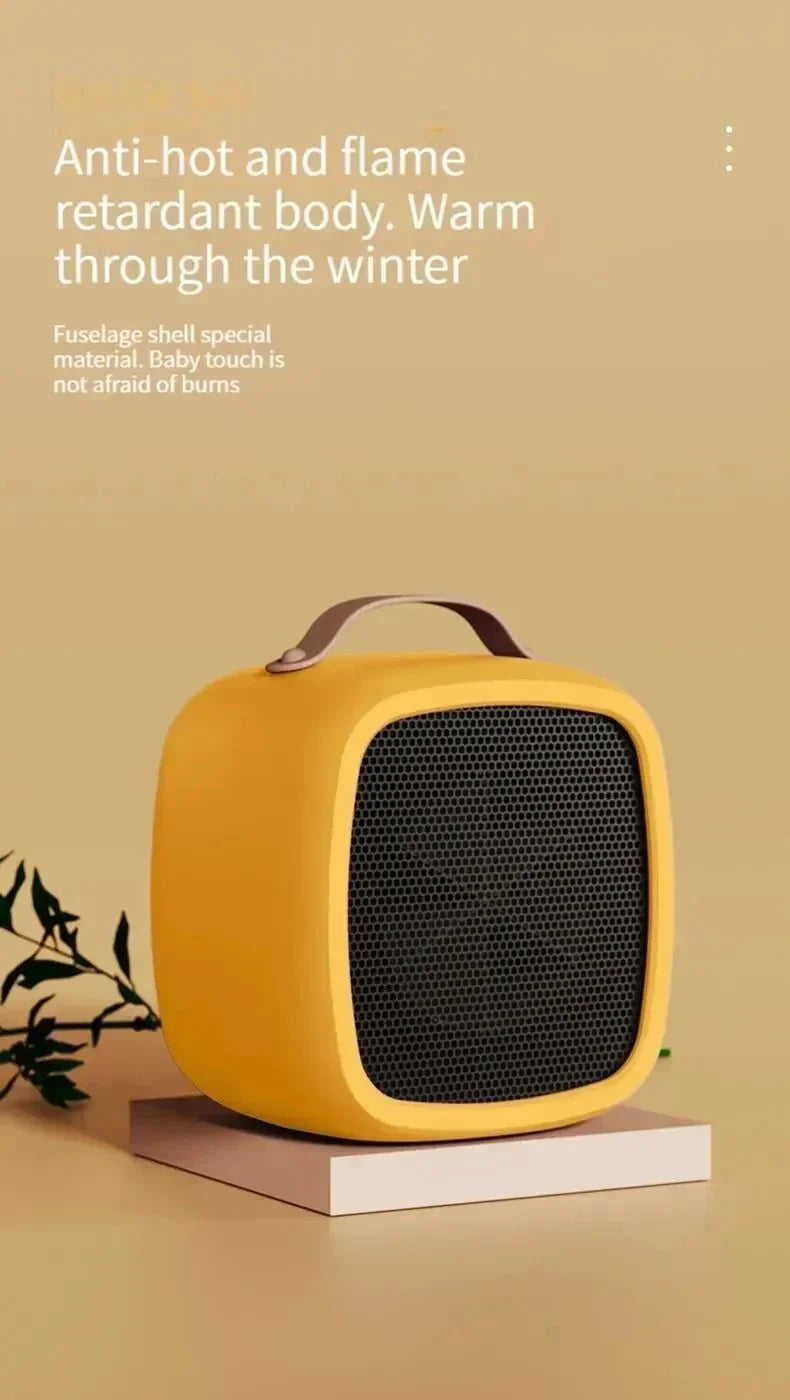 Showlu Smart General Mini 500W portable fan heater showing compact design with adjustable temperature control and safety features.