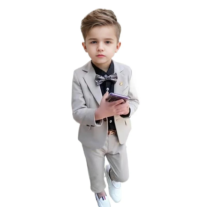 Children's pink spring dress suit with jacket and pants, suitable for birthdays, parties, and photography by Showlu Fashion Store.