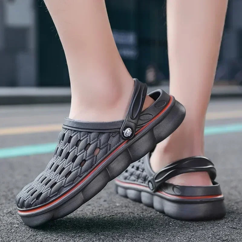 Men's soft EVA outdoor beach sandals with slip-on design, suitable for summer, hiking, garden, and home wear.