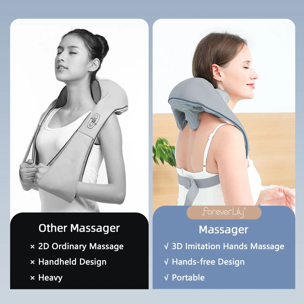 Showlu Smart General electric neck and shoulder massage shawl for deep tissue relief, shown draped over a person.