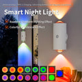 Showlu Smart Venuswing Magnetic Motion Sensor RGB Night Light, showcasing its sleek design and colorful LED lighting in a modern setting.