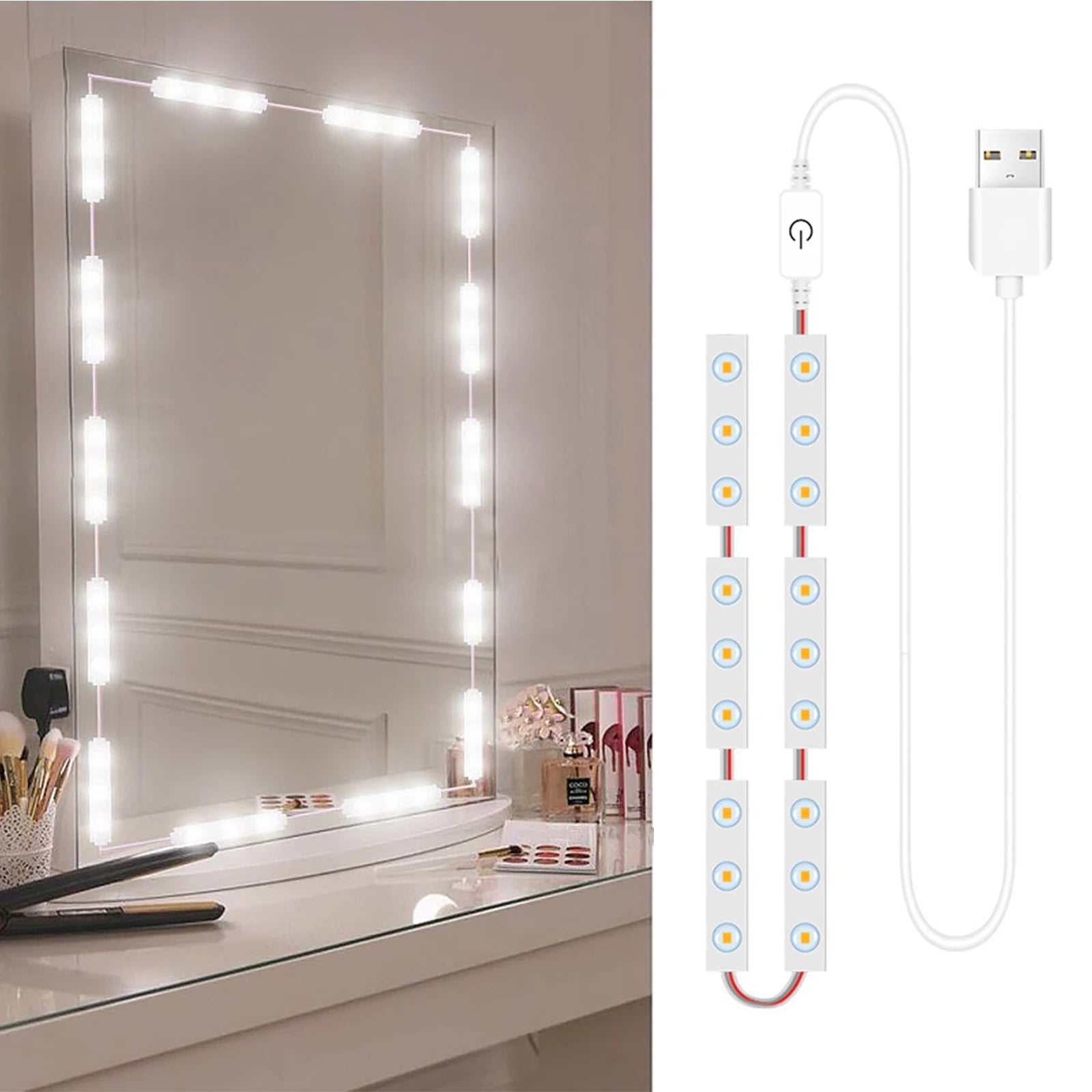 Showlu Smart General LED mirror backlight strip installed around a mirror, providing stylish and energy-efficient illumination.