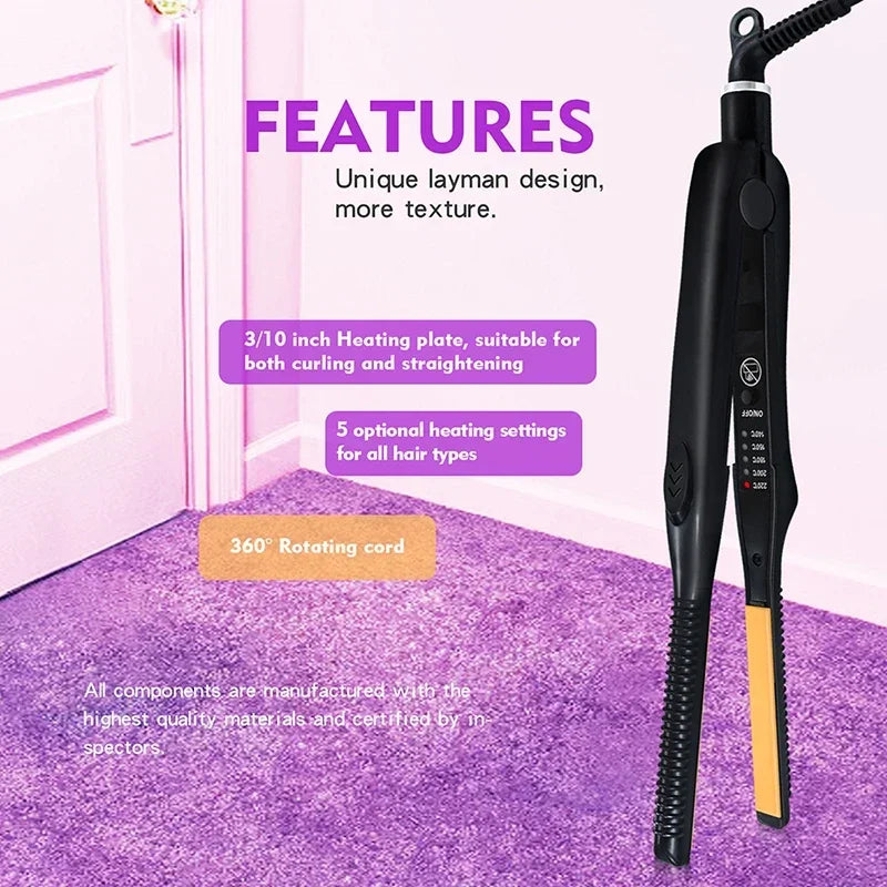 Showlu Smart General mini hair straightener with black handle and sleek design, ready for styling on the go.