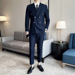 Spring Autumn Full Men's Suits and Blazers New In 2 Piece Outfit Set Male Double Breasted Classic Gentleman Ceremony Luxury