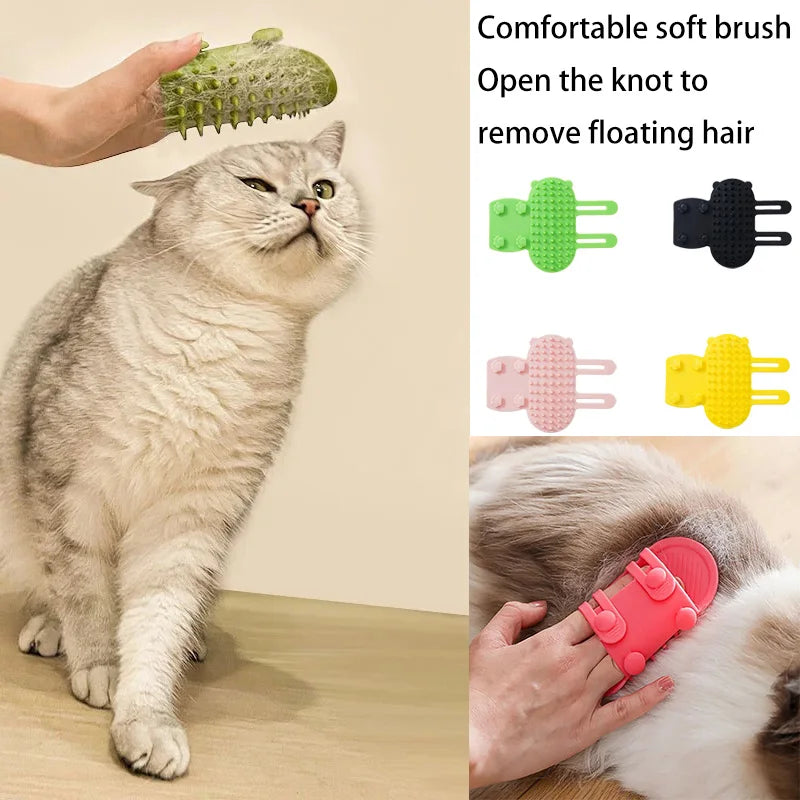 Showlu Fashion Store cat hair removal comb and wall corner scratcher with self-cleaning brush, ideal for grooming and scratching cats.