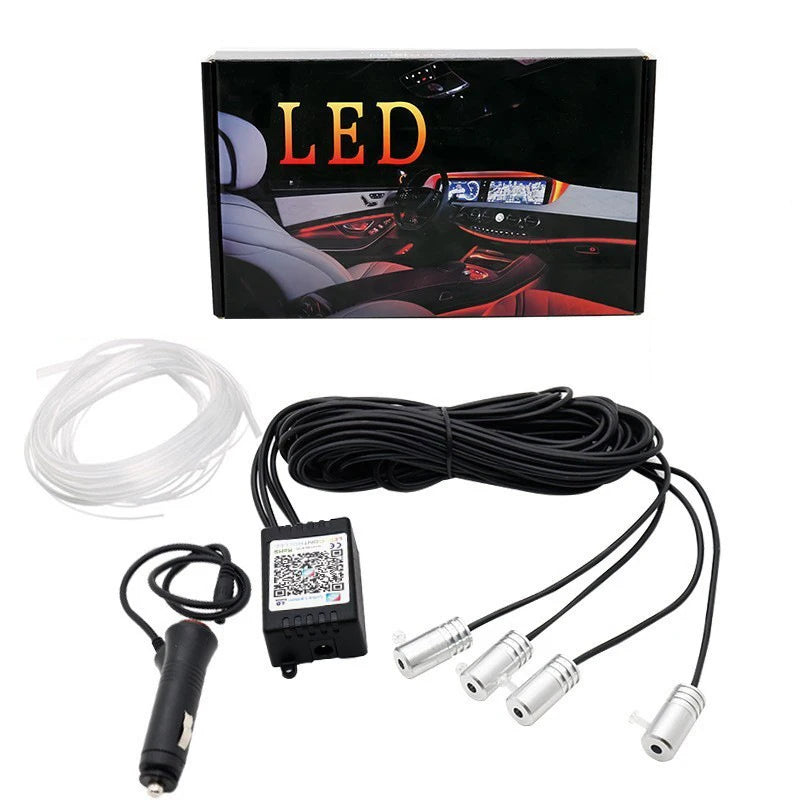 Showlu Smart RGB ambient light strip for car interior, app-controlled, 12V, with music sync feature and customizable lighting effects.