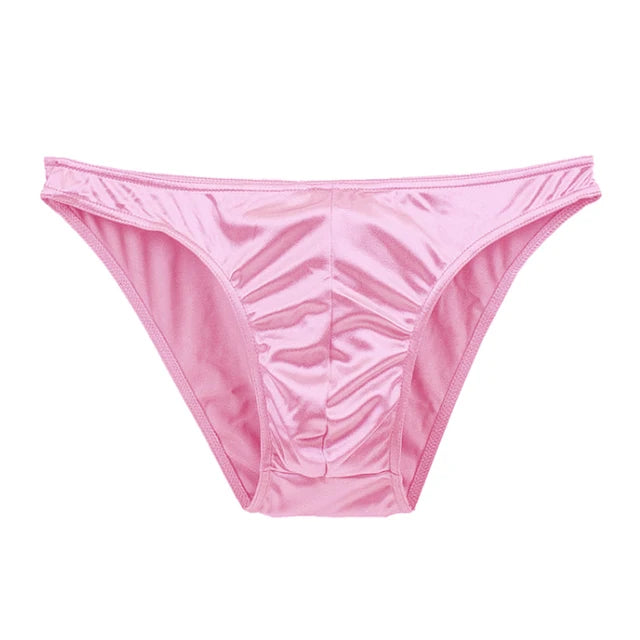 EveryShe men's satin silky briefs in large size, showing smooth, shiny fabric and comfortable fit, perfect for stylish men's underwear.
