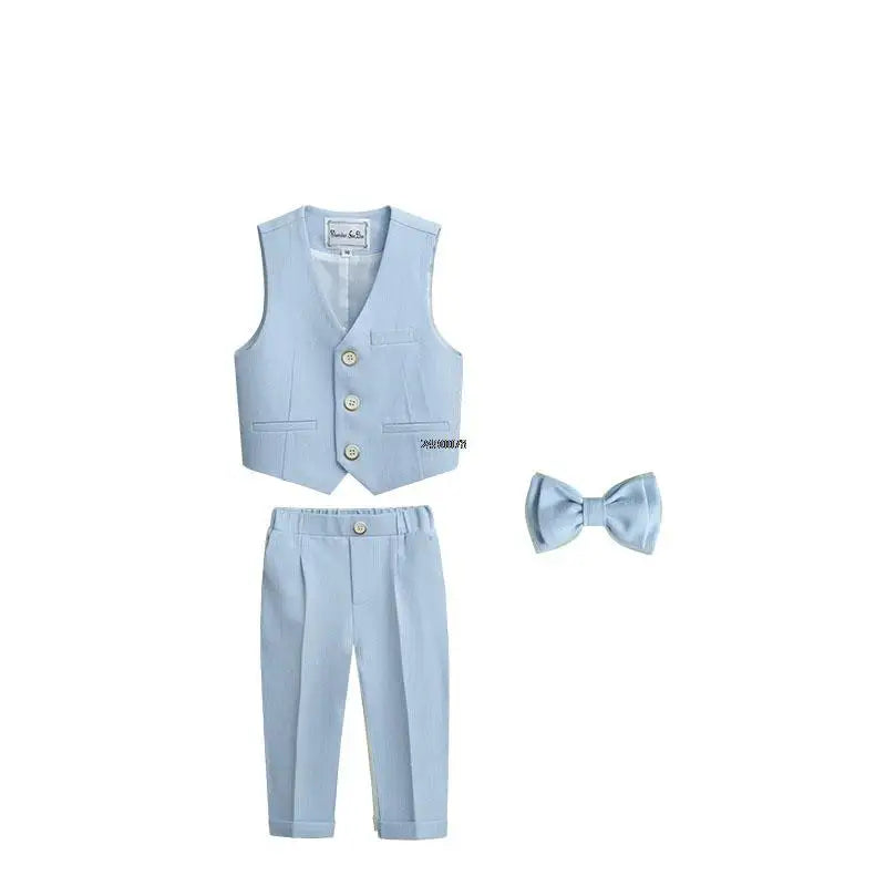 Kids boys double breasted formal wedding suit blazer by SHOWLU FASHION STORE, featuring a stylish navy blue ceremony blazer for boys.