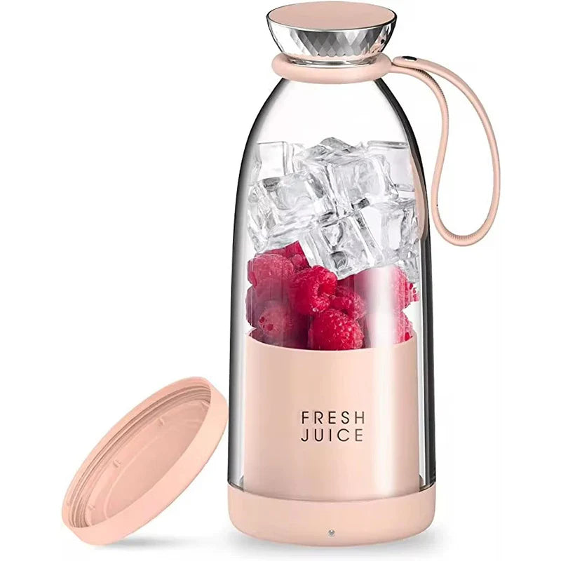 Portable wireless blender by SHOWLU FASHION STORE with 6-blade USB juicer and ice crusher in 500ml size, shown with blending components.
