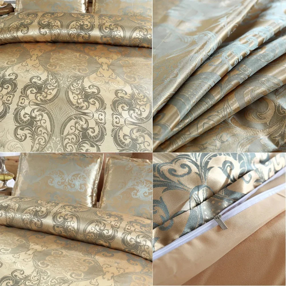 2/3Pcs Set of Light Luxury Bedding Home Textile European Satin Jacquard Bedding Set Duvet Cover Pillowcase Juego De Ropa De Cama