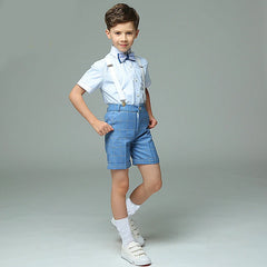 Child Photography Suit Children Teenager Costume Kids Vest Shirt Pants Bowtie 4PCS Formal Suit 2022 Boys Summer Wedding Suit