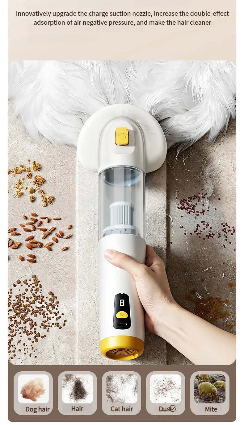Showlu Smart General Pet Grooming Vacuum 2.0 with sleek design, handheld device, and adjustable attachments for pet hair removal.