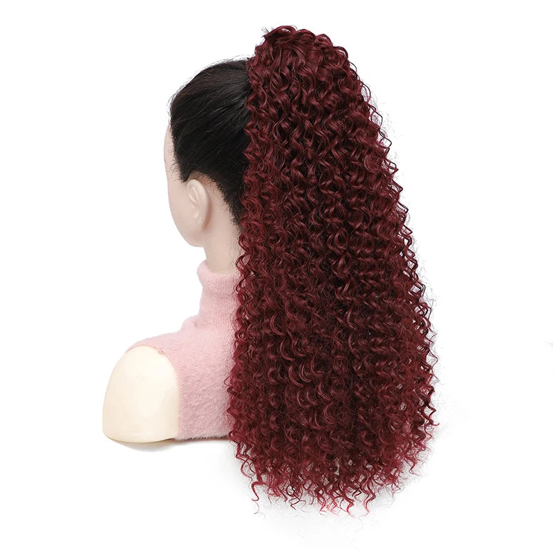 Long Afro Curly Drawstring Ponytail Synthetic Puffy Kinky Curly Fake Tail Extension Fluffy Curly False Hair Ponytail for Women